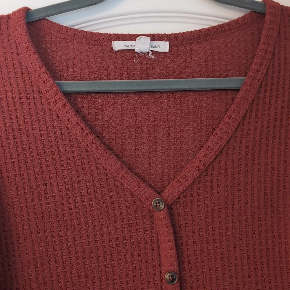 Rust Red Button-Up Cardigan - Picture 2 of 4